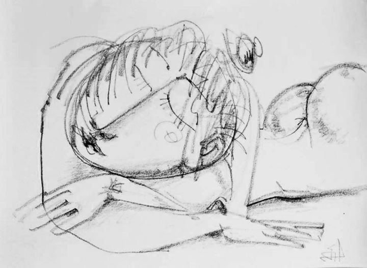 Tekening getiteld "Ню.26.Из серии обна…" door Bidzina Kavtaradze, Origineel Kunstwerk, Potlood