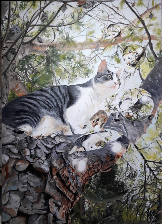 Peinture intitulée "LA CHASSE" par Manu Surreabulliste, Œuvre d'art originale, Huile