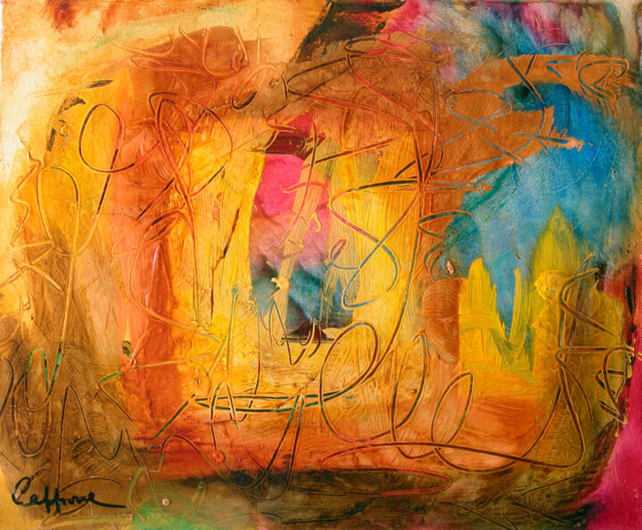 Schilderij getiteld "La Demande - The Re…" door Cappone, Origineel Kunstwerk, Olie Gemonteerd op Frame voor houten brancard