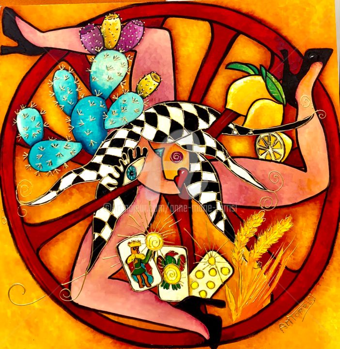 Malarstwo zatytułowany „TRINACRIA” autorstwa Anne Marie Torrisi, Oryginalna praca, Olej