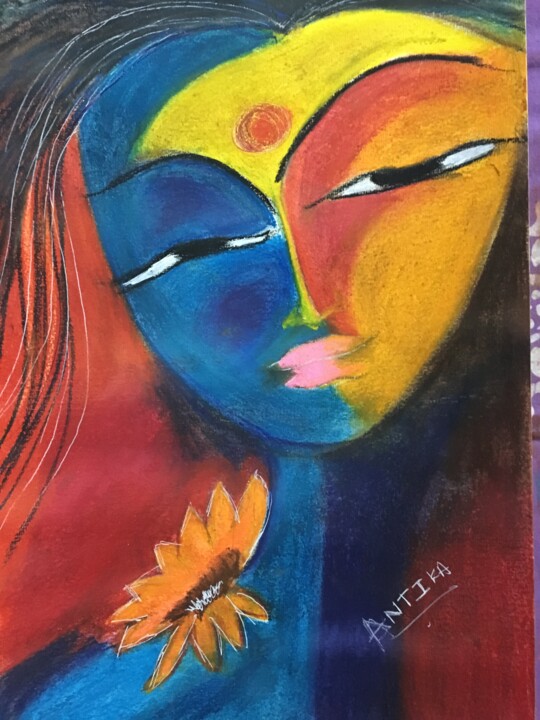 Painting titled "Faces.jpeg" by Antika, Original Artwork, Pastel