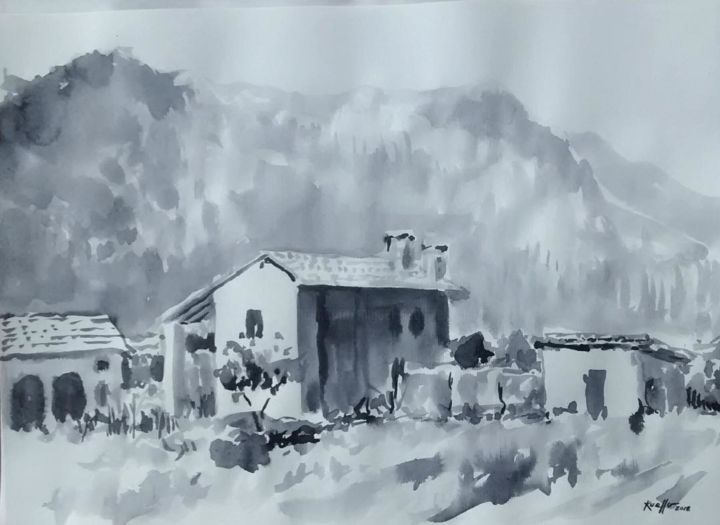 Drawing titled "SEMONZO - DRAWINGINK" by Miguel Esquivel Kuello, Original Artwork, Ink