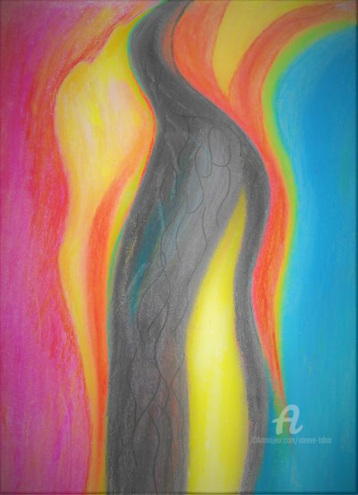 Drawing titled "Différenciation" by Steeve Tabar, Original Artwork, Pastel