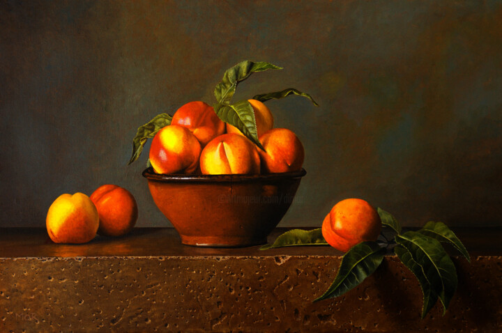 Nectarines and Terracotta Bowl 绘画, 15.8x23.6 in