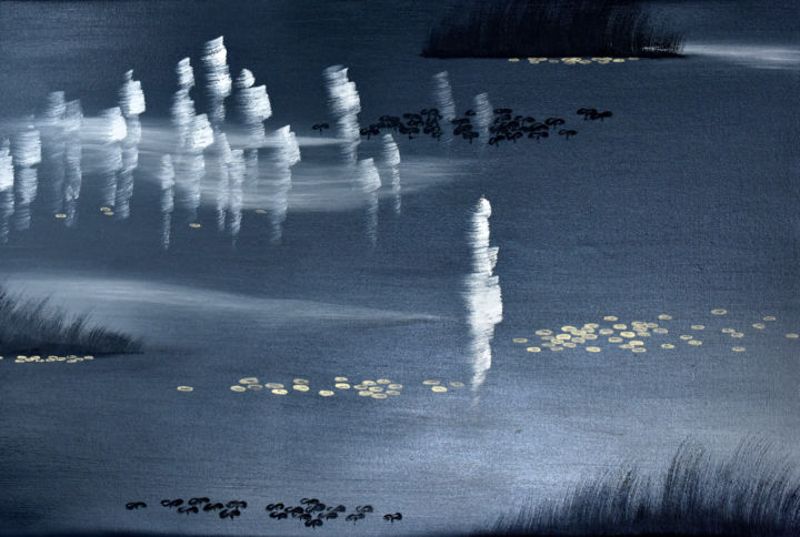 Painting titled "Reflection & Illusi…" by Faye Zxz, Original Artwork, Oil