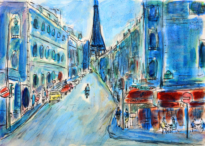 Peinture intitulée "exPARIS TOUR EIFFEL" par Jean Mirre, Œuvre d'art originale, Huile