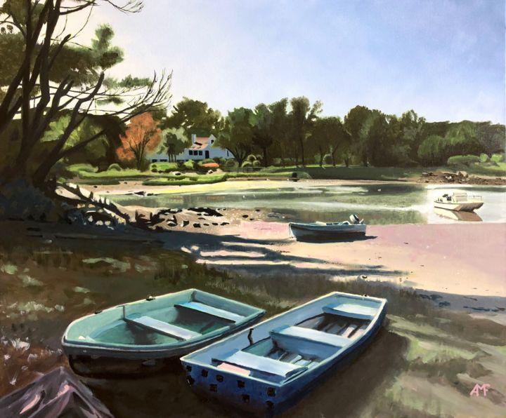 Peinture intitulée "Cape Neddick harbor…" par Arnaud Feuga, Œuvre d'art originale, Huile