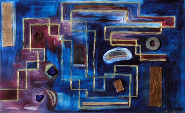 Painting titled "circuit 1" by Laure Feyen, Original Artwork