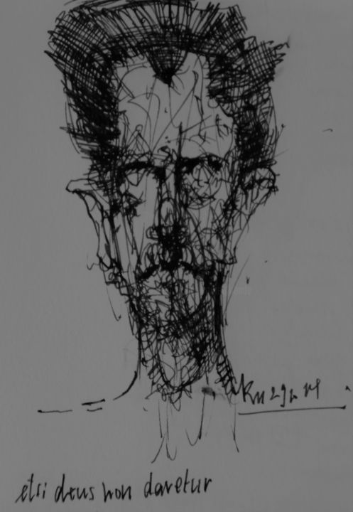 Drawing titled "etsi deus non daret…" by Stephan Rodriguez Warnemünde, Original Artwork, Ink