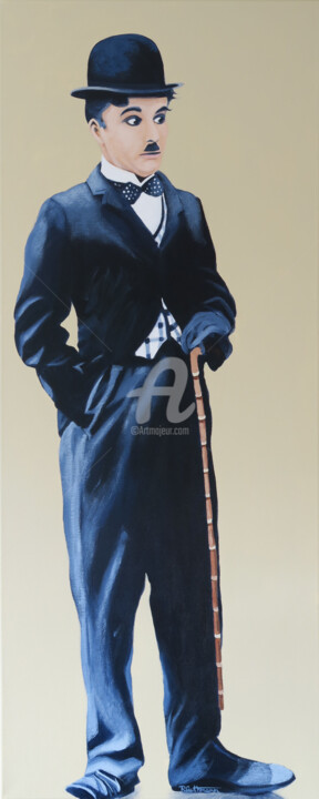 CHARLIE CHAPLIN (The City Lights II) 绘画, 39.4x15.8 in