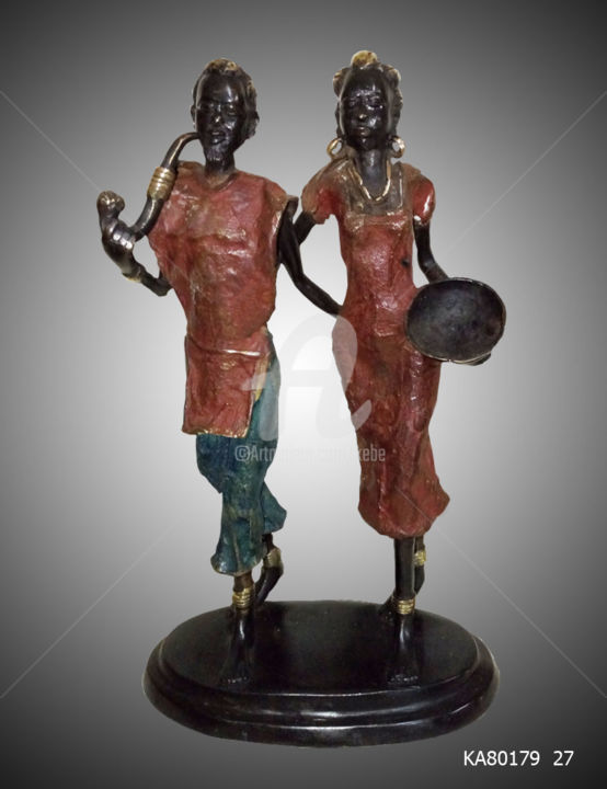 Couple Statuette en Bronze Art Déco 雕塑, 11.8x3.5 in