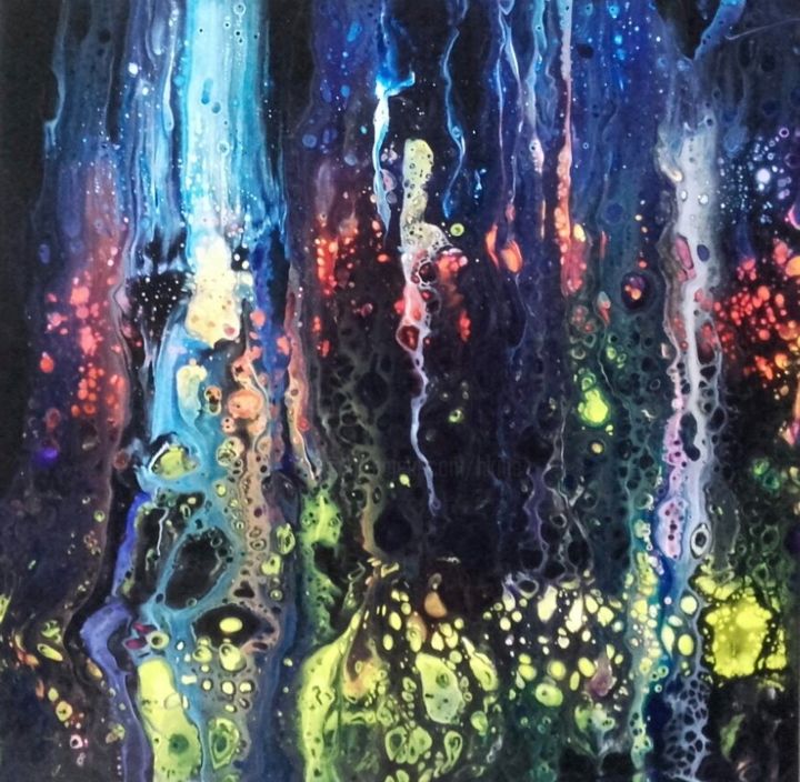 Peinture intitulée "Abysses" par Hkine, Œuvre d'art originale, Acrylique