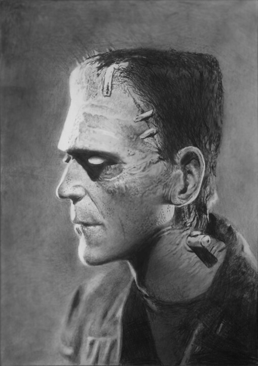 Dibujo titulada "boris karloff as fr…" por Franzart, Obra de arte original, Lápiz