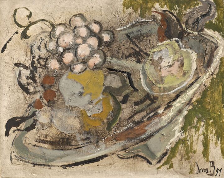 Peinture intitulée "Les raisins roses" par Dominique Bertrand, Œuvre d'art originale, Huile