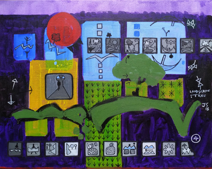 Painting titled "Landscape: Tree" by Gerald Shepherd F.F.P.S., Original Artwork, Acrylic