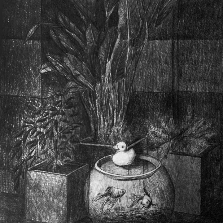 Drawing titled "третий лишний" by Victoria Khabarova, Original Artwork, Ink