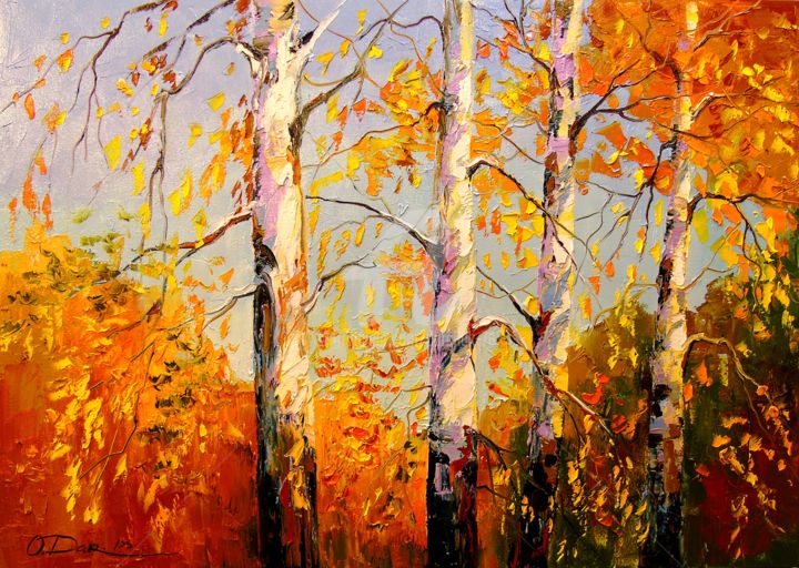 제목이 "Autumn birch"인 미술작품 Olha로, 원작, 기름