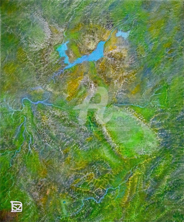 Peinture intitulée "VUE DU CIEL 3" par Daniele Sanchez Dsz, Œuvre d'art originale, Acrylique Monté sur Châssis en bois