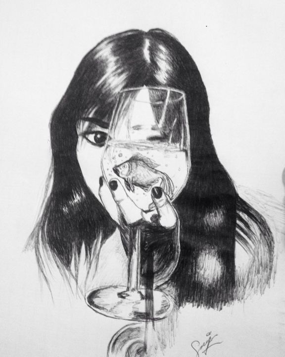 Drawing titled "blackpen.jpg" by Sami, Original Artwork, Ballpoint pen