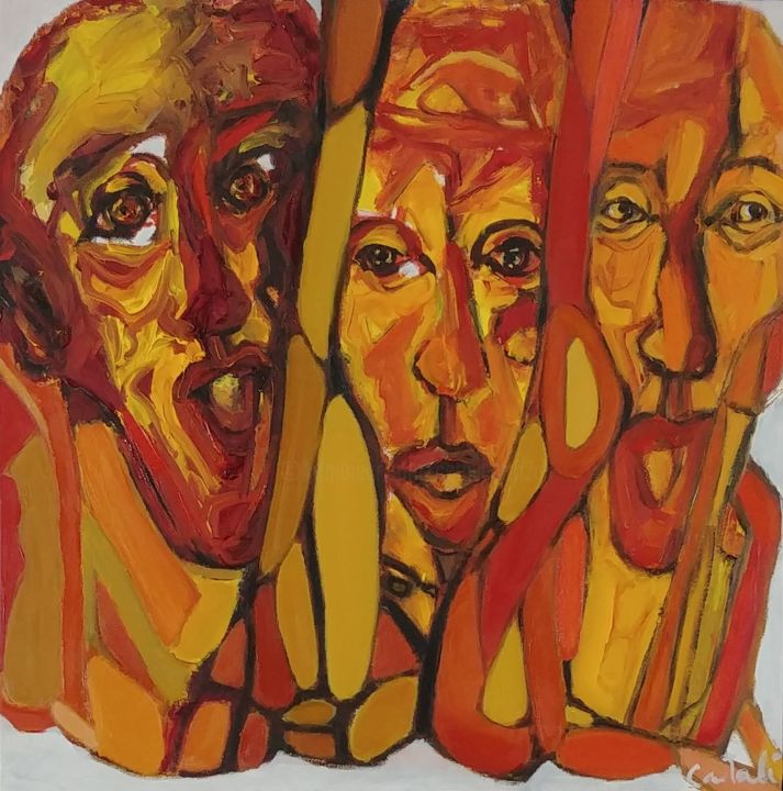 Les soeurs filandières 绘画, 19.7x19.7 in