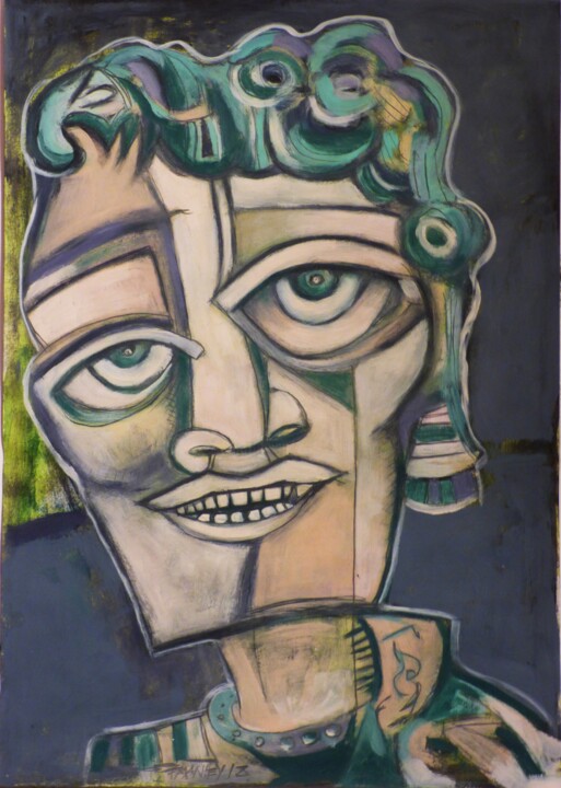 Peinture intitulée ""smile, but so sad"" par Frédérique Manley, Œuvre d'art originale, Huile