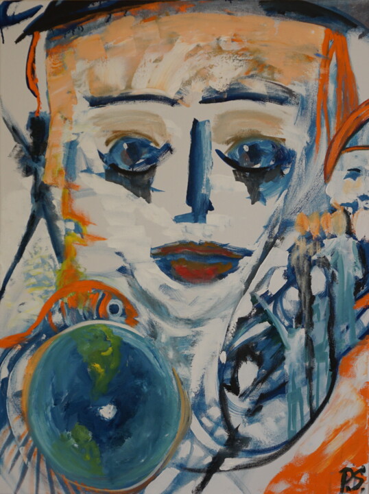 Painting titled "The World is crying" by Peter Stutz, Original Artwork, Oil