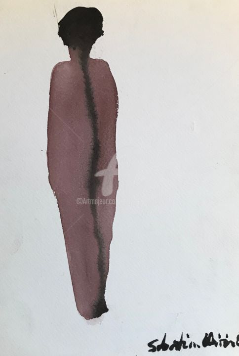 Painting titled "Back Line" by Sebastian Olivier Burckhardt, Original Artwork, Watercolor