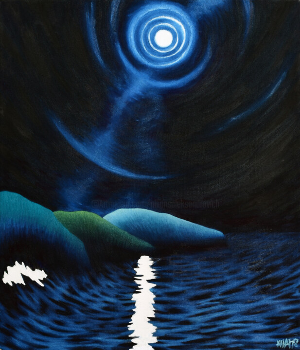 Painting titled "Magic of moon" by Allians, Original Artwork, Oil