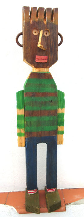 Sculptuur getiteld ""Homme" - man - hom…" door Patou Deballon, Origineel Kunstwerk, Hout
