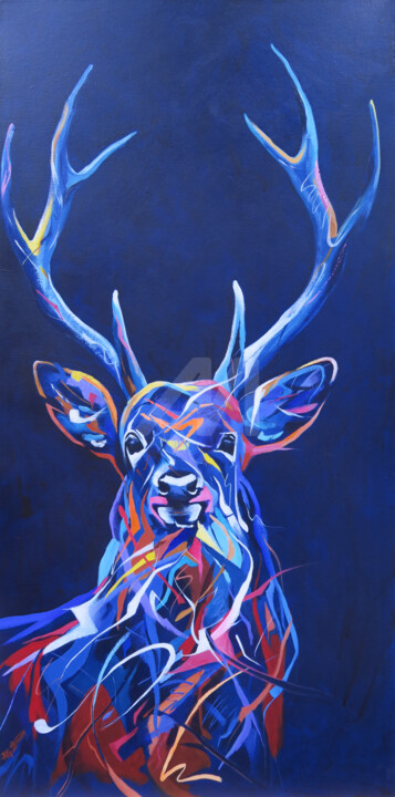 LE CERF EN COULEURS 绘画, 39.4x19.7 in