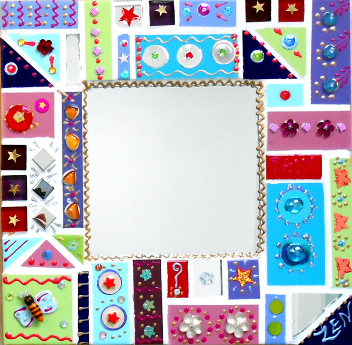 miroir mosaïque "Patchs zen " 30 x 30 cm 设计, 11.8x11.8 in