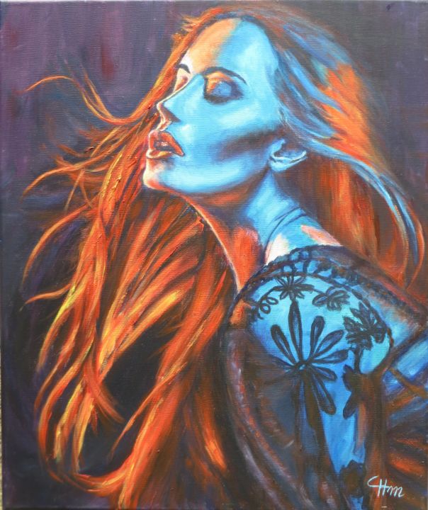 Peinture intitulée "flamboyante" par Chantal Martin (chm), Œuvre d'art originale, Acrylique