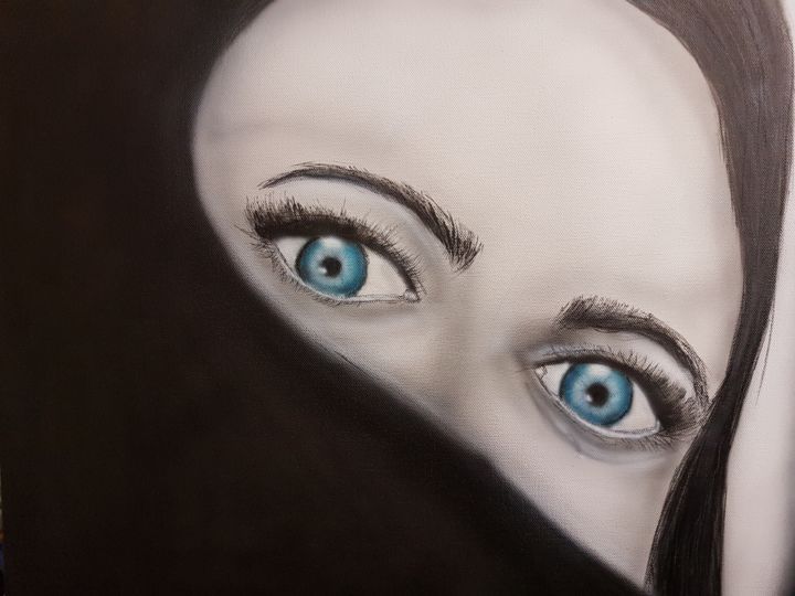 Frau mit blauen Augen ... 绘画, 15.8x19.7 in