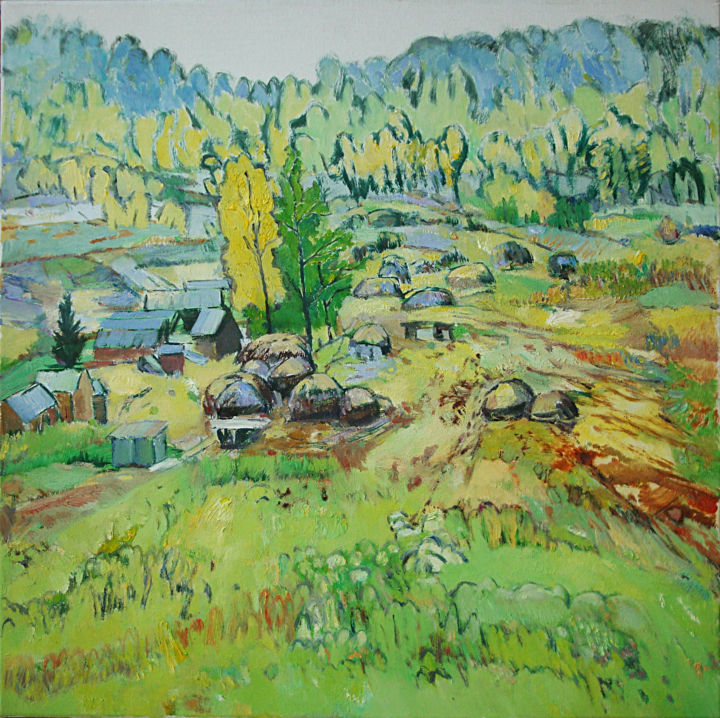 Schilderij getiteld "Early Autumn In Xin…" door Mengmeng Yue, Origineel Kunstwerk, Olie