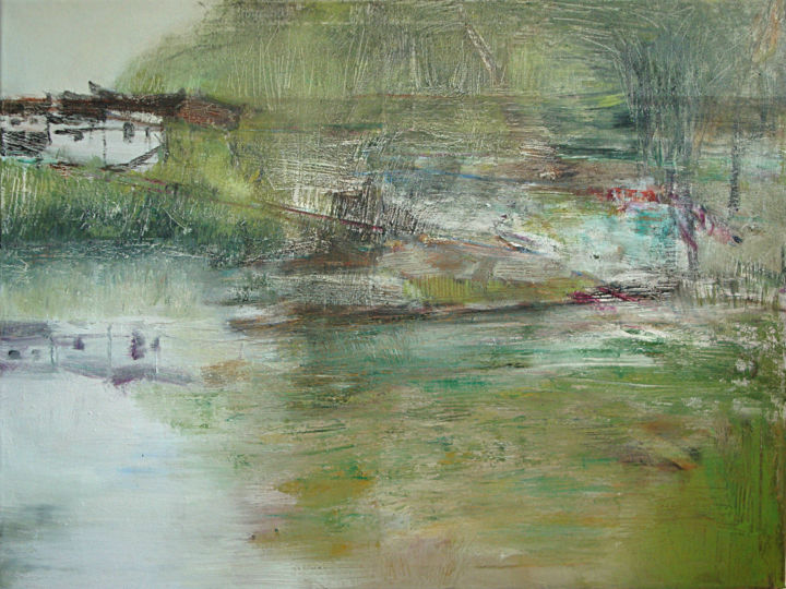 Schilderij getiteld "Wuyuan Impression" door Mengmeng Yue, Origineel Kunstwerk, Olie