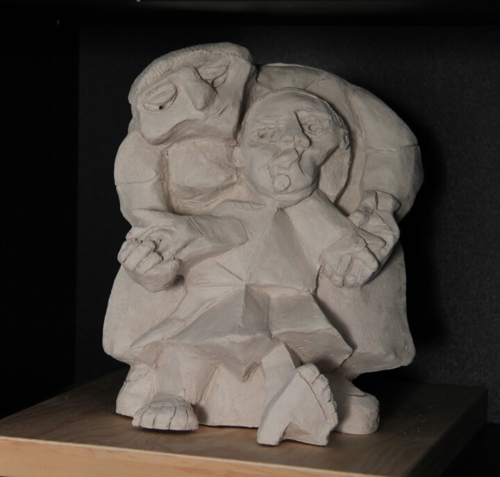 Sculpture intitulée "Premiers pas d'apré…" par Catherine Costet (Lccat), Œuvre d'art originale, Terre cuite