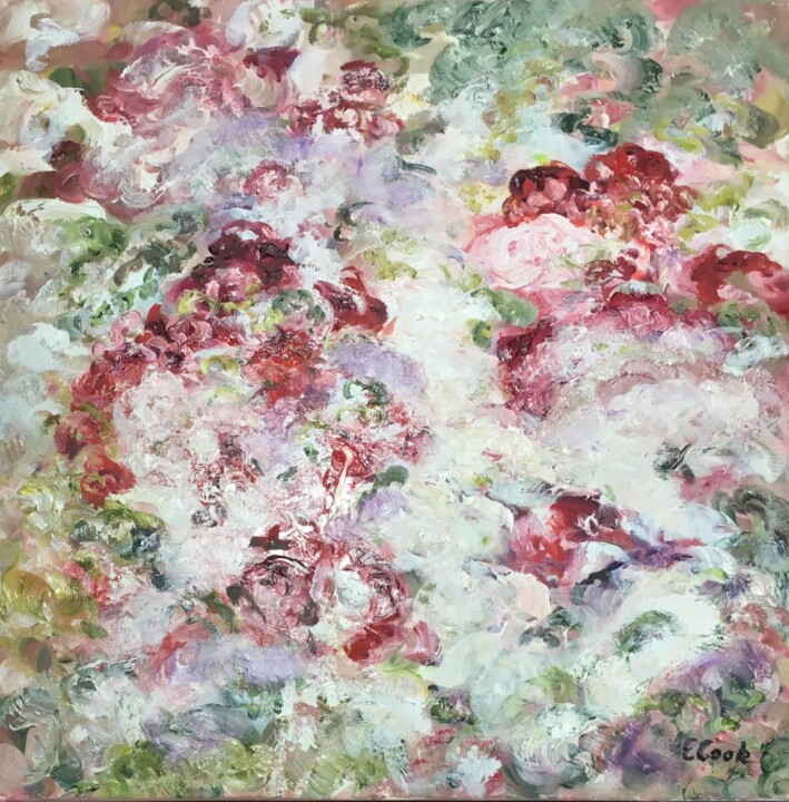 Painting titled "My Own Secret Garden" by Elisa Cook Benbassat Bassat, Original Artwork, Oil