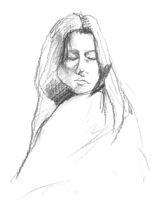 「SKETCH II」というタイトルの描画 Nikolay Biryukovによって, オリジナルのアートワーク, グラファイト