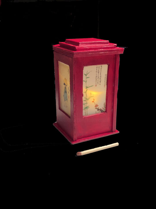 Lanterne miniature de style coréen - rouge Design, 3,2x1,8 in