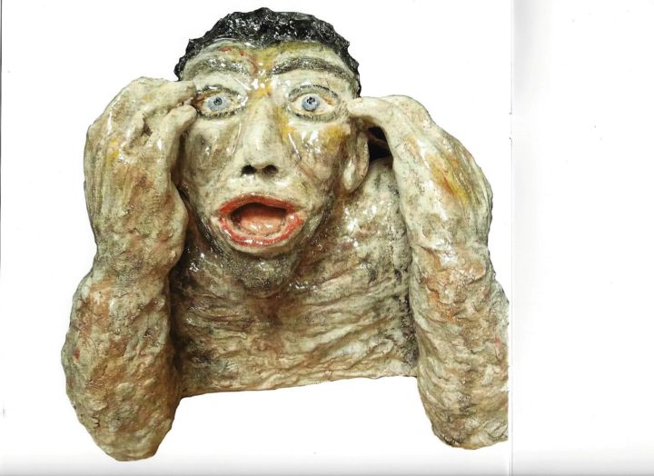 Sculptuur getiteld "La stupeur" door Antoinette Pallesi, Origineel Kunstwerk, Keramiek