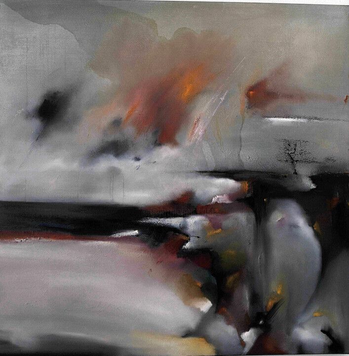 Painting titled "Dijk achter het IJ…" by Charles Mulder, Original Artwork, Oil