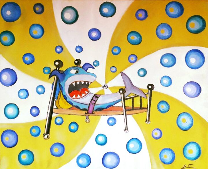 le cauchemar du requin de pexilus ! 绘画, 25.6x31.9 in
