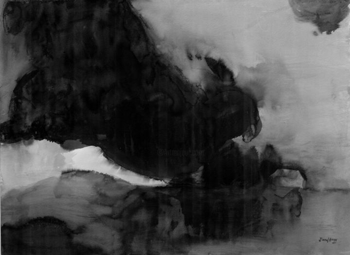 Painting titled "Storm over Farmland…" by Janel Bragg, Original Artwork, Ink