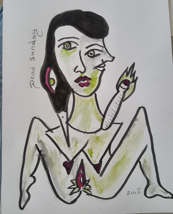 Σχέδιο με τίτλο "Dead Sunday" από Nikv, Αυθεντικά έργα τέχνης