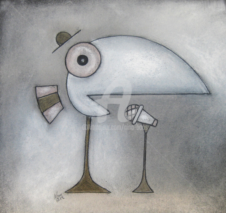 Drawing titled "Singvogel" by Nina Boos, Original Artwork, Chalk