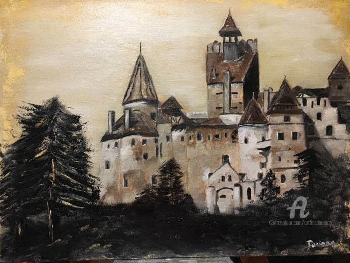 Malerei mit dem Titel "Bran Castel (Dracul…" von Daciana, Original-Kunstwerk, Öl