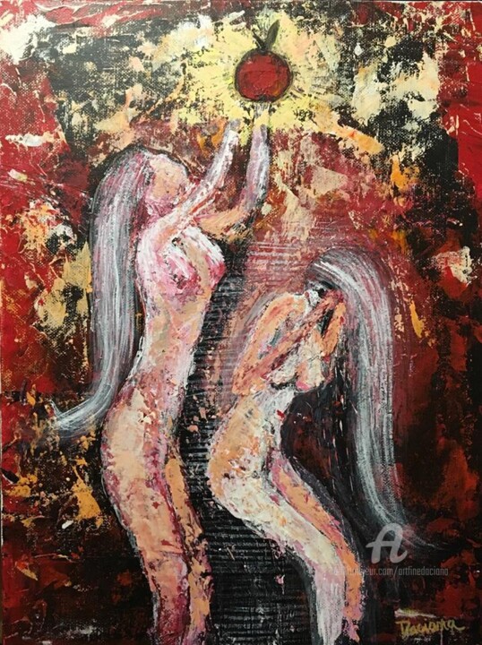 Peinture intitulée "Forbidden?" par Daciana, Œuvre d'art originale, Acrylique Monté sur Carton