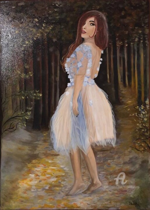 Malerei mit dem Titel "Autumn steps" von Daciana, Original-Kunstwerk, Öl Auf Keilrahmen aus Holz montiert