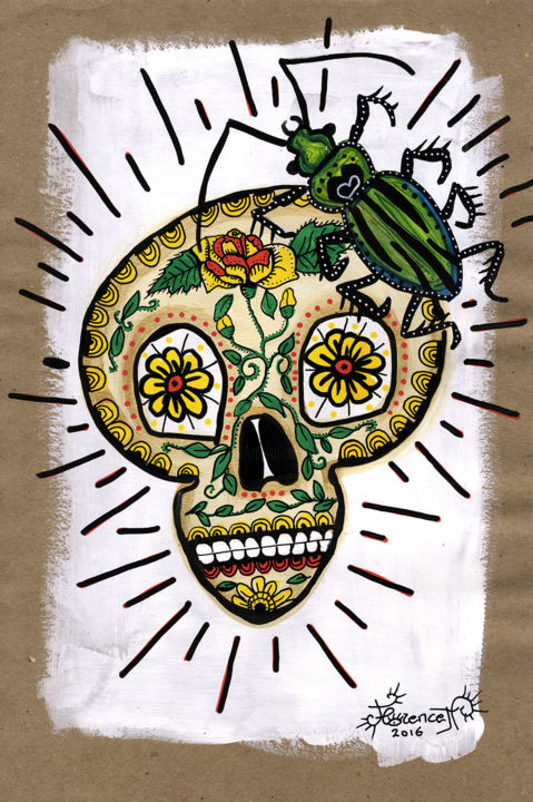 Tête de mort : Vanité au hanneton 图画, 13.8x9.1 in