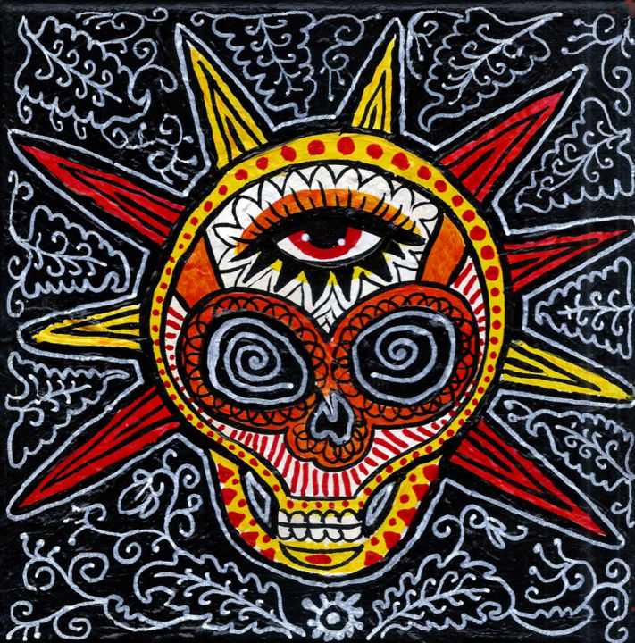 Tête de mort : Vanité au troisième œil 绘画, 6.7x6.7 in